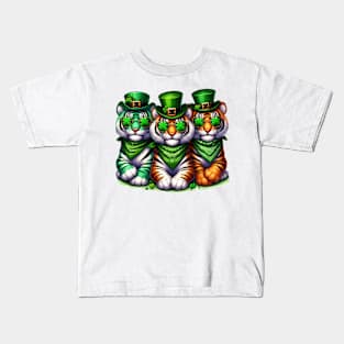 St Patricks Day Trio of Tigers Kids T-Shirt